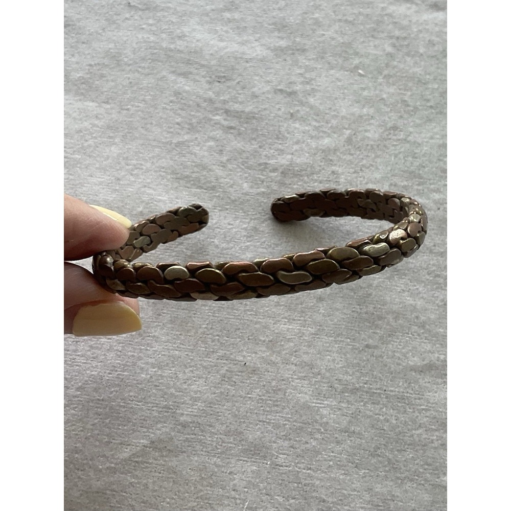 Vintage handcrafted multi-metal cuff bracelet Intertwined Cooper Brass Tone